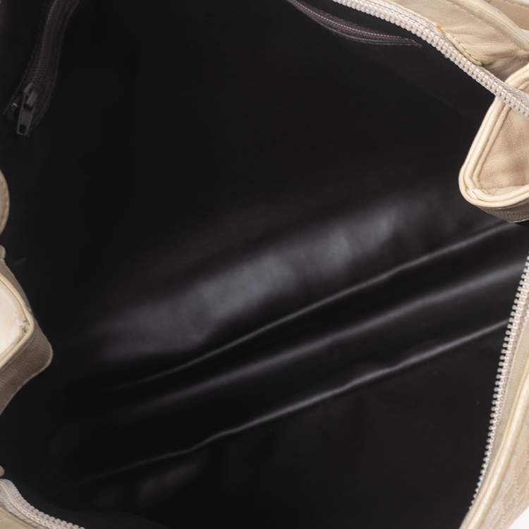 Pre Owned Bally Cream Quilted Leather Fringe Shoulder Bag