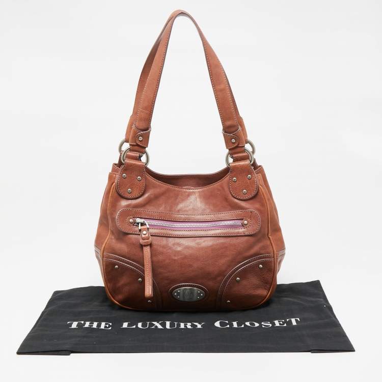Pre Owned Bally Brown Leather Front Pocket Hobo 