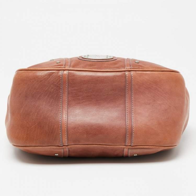 Pre Owned Bally Brown Leather Front Pocket Hobo 