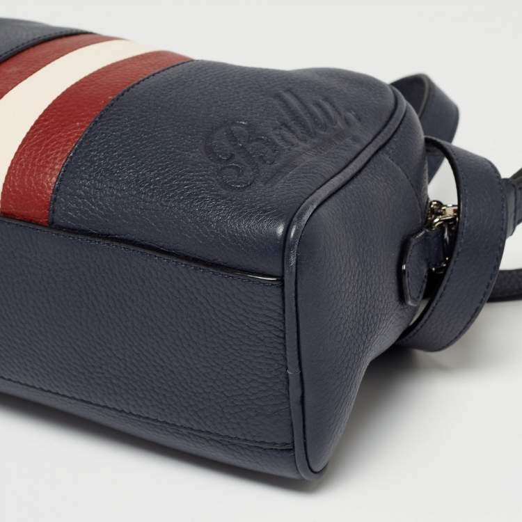 Pre Owned Bally Navy Blue Leather Zipped Crossbody Bag