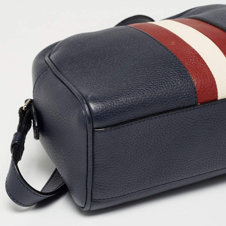 Pre Owned Bally Navy Blue Leather Zipped Crossbody Bag