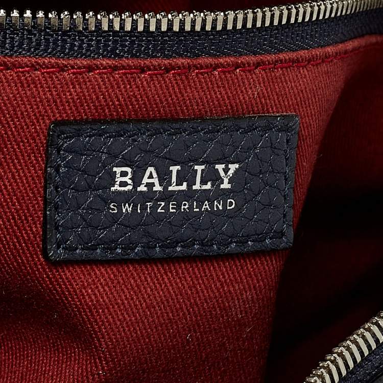 Pre Owned Bally Navy Blue Leather Zipped Crossbody Bag
