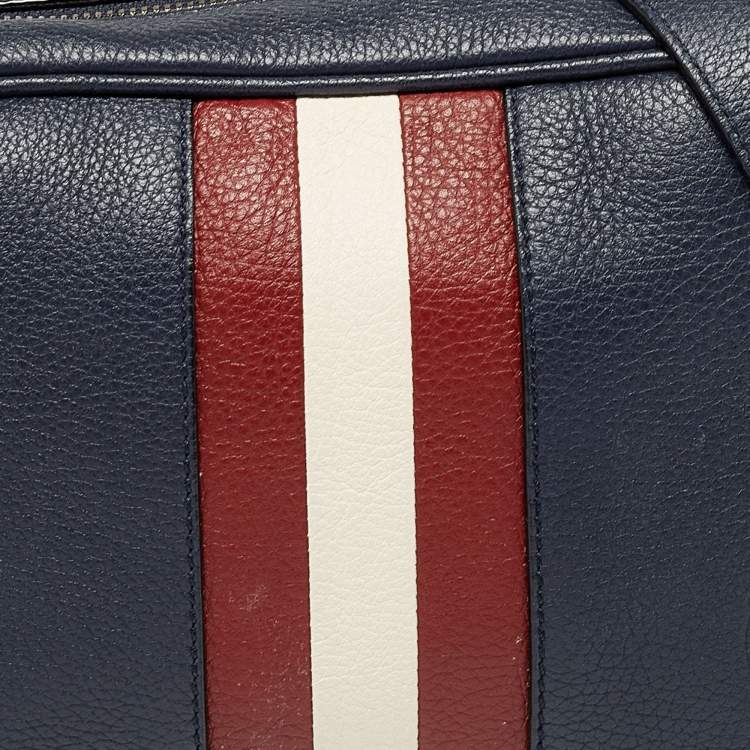 Pre Owned Bally Navy Blue Leather Zipped Crossbody Bag