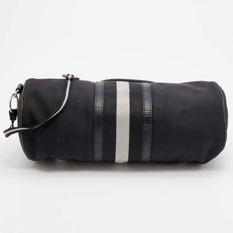 Pre Owned Bally Black Nylon and Leather Boston Bag