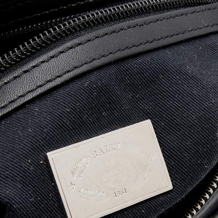 Pre Owned Bally Black Nylon and Leather Boston Bag
