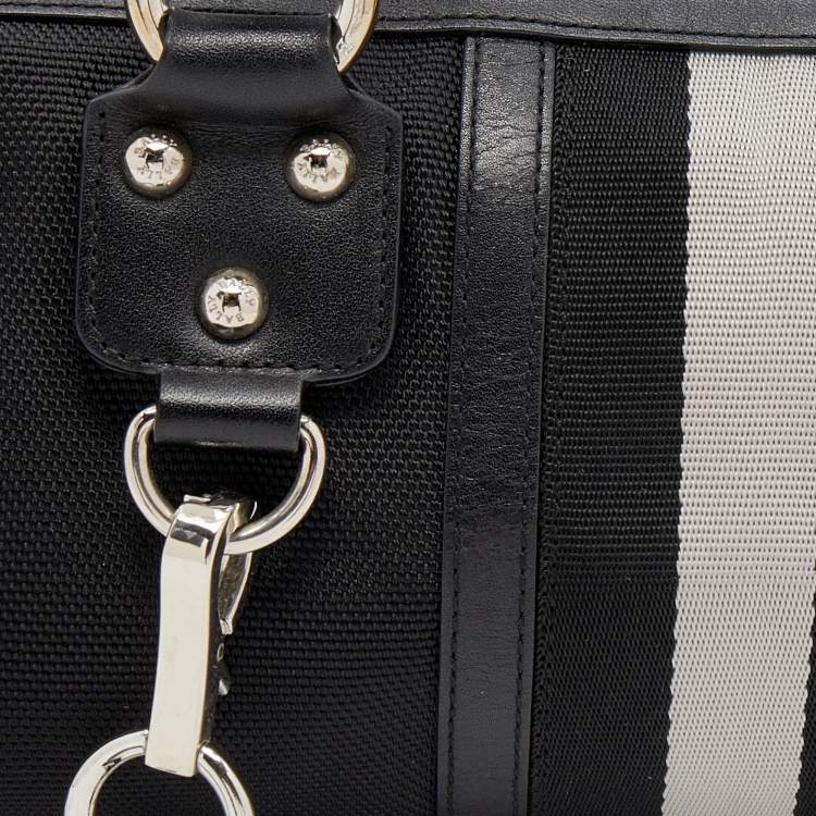 Pre Owned Bally Black Nylon and Leather Boston Bag