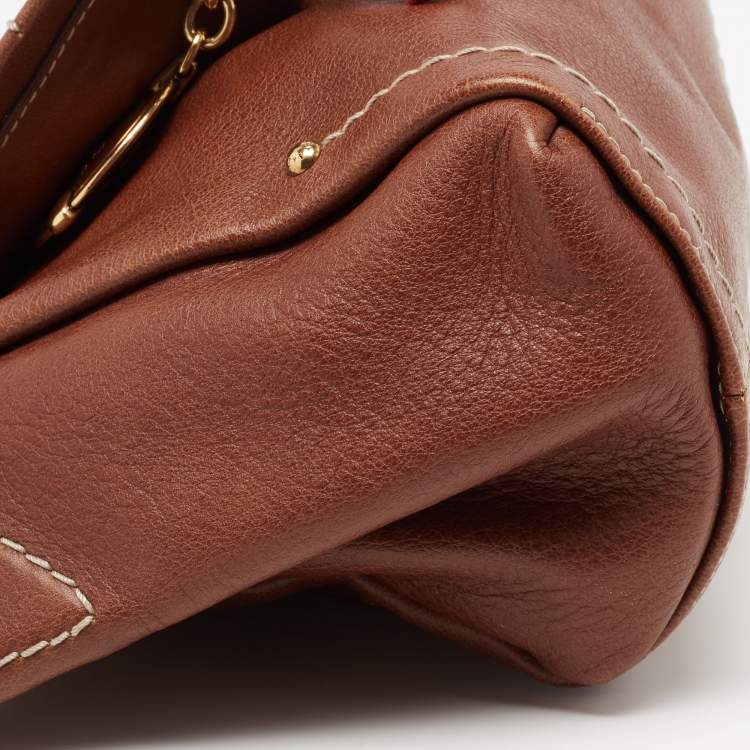 Pre Owned Bally Brown Leather Clasp Flap Shoulder Bag