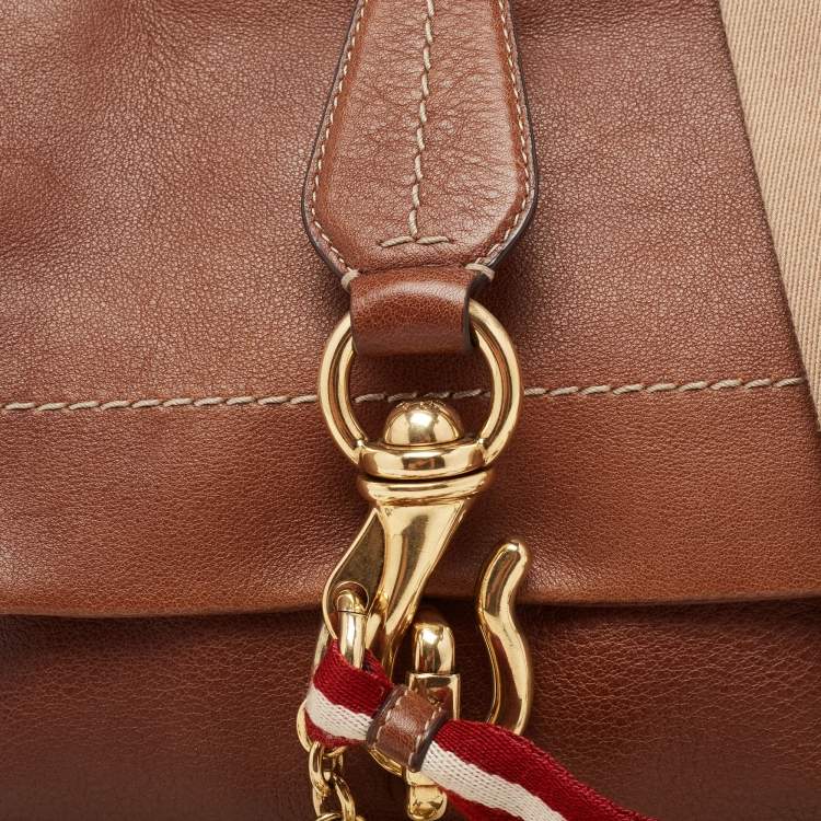 Pre Owned Bally Brown Leather Clasp Flap Shoulder Bag