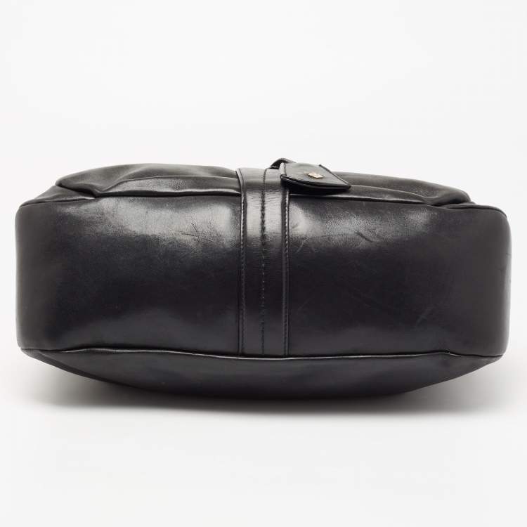 Pre Owned Bally Black Leather Pushlock Flap Shoulder Bag