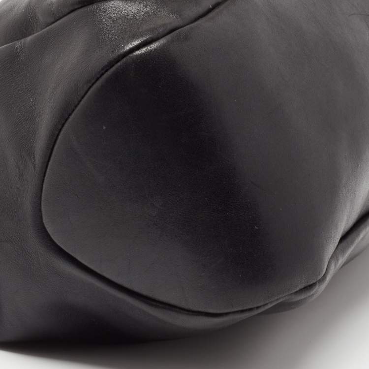 Pre Owned Bally Black Leather Pushlock Flap Shoulder Bag