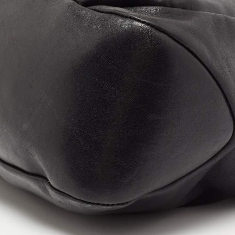 Pre Owned Bally Black Leather Pushlock Flap Shoulder Bag