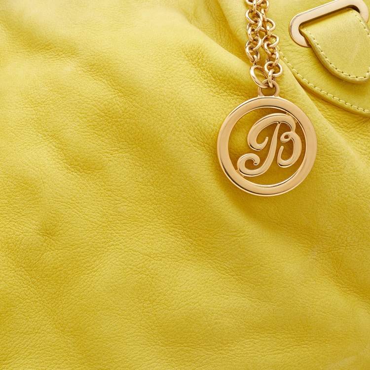 Pre Owned Bally Yellow Nubuck Leather Satchel