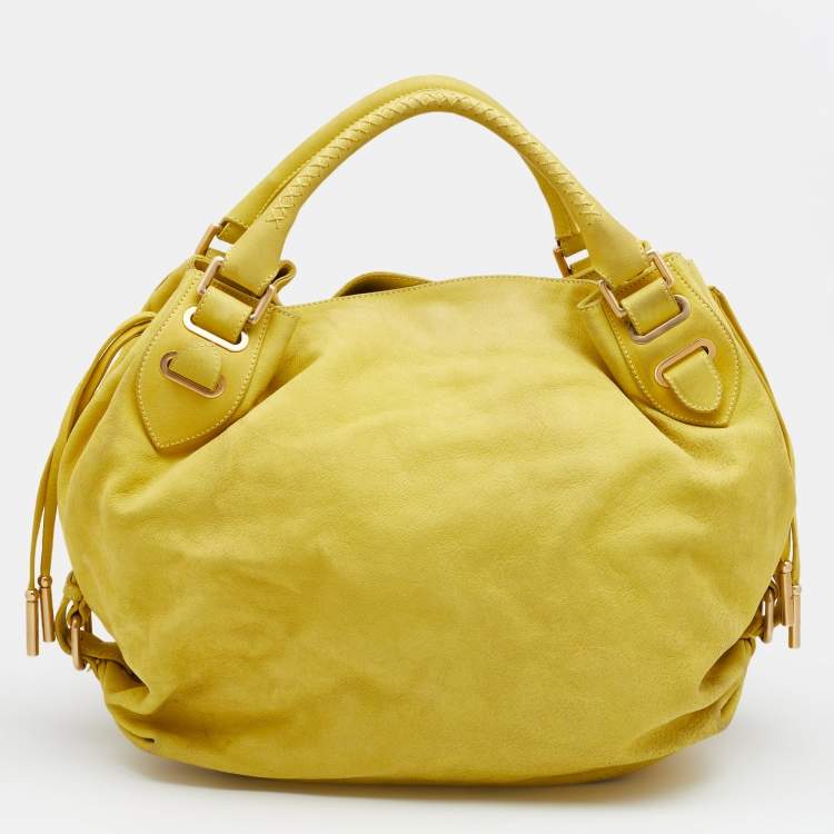 Pre Owned Bally Yellow Nubuck Leather Satchel