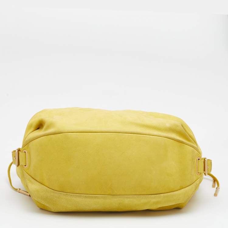 Pre Owned Bally Yellow Nubuck Leather Satchel