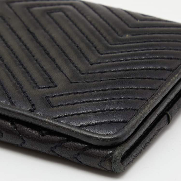 Pre Owned Bally Black Quilted Leather Continental Wallet