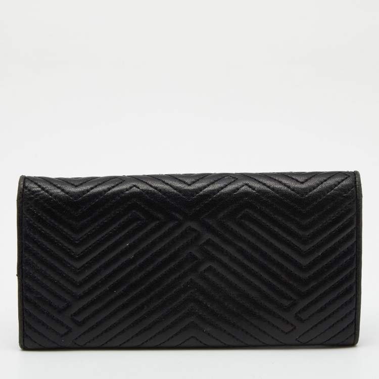 Pre Owned Bally Black Quilted Leather Continental Wallet