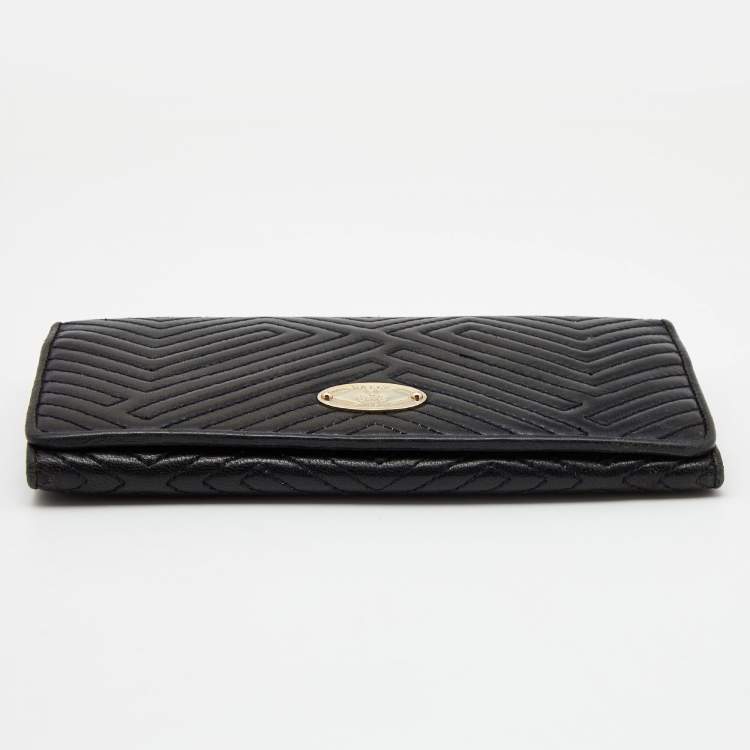 Pre Owned Bally Black Quilted Leather Continental Wallet