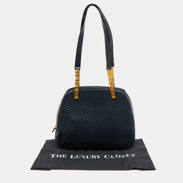 Pre Owned Bally Navy Blue Quilted Leather Shoulder Bag