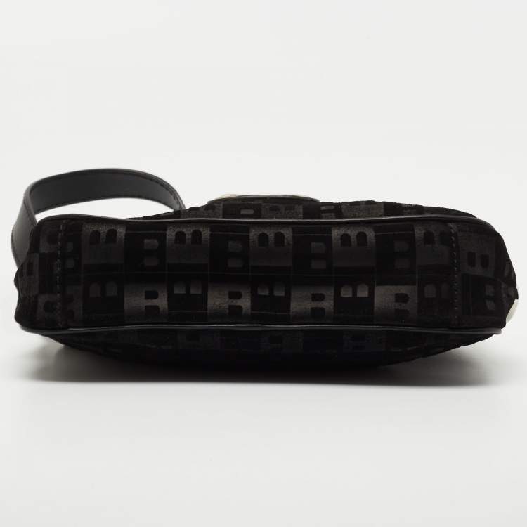 Pre Owned Bally Black Suede and Leather Logo Shoulder Bag