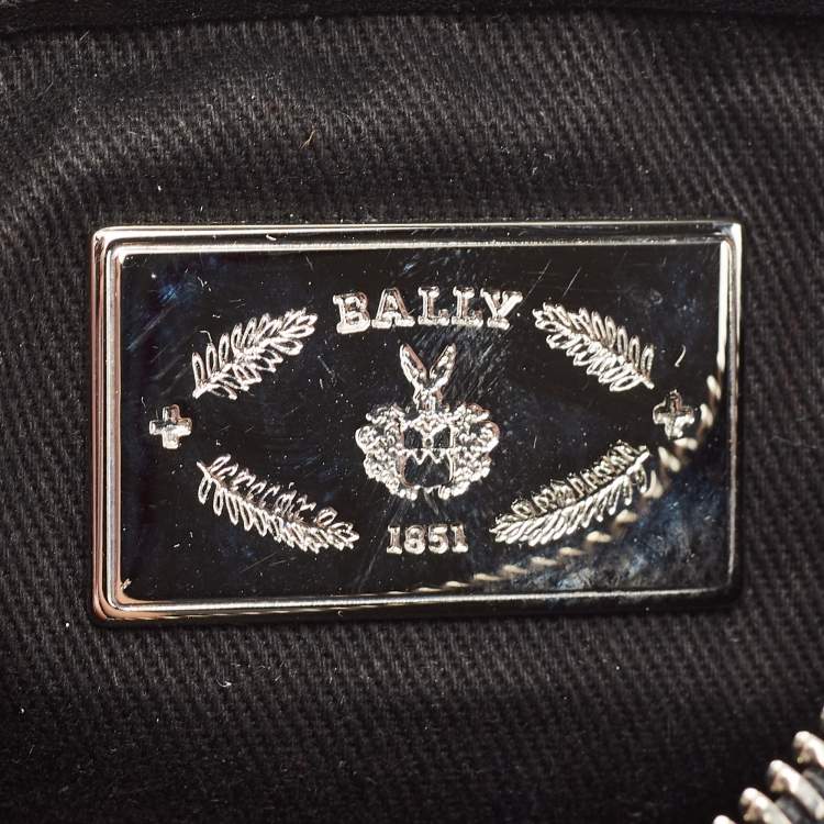 Pre Owned Bally Black Suede and Leather Logo Shoulder Bag