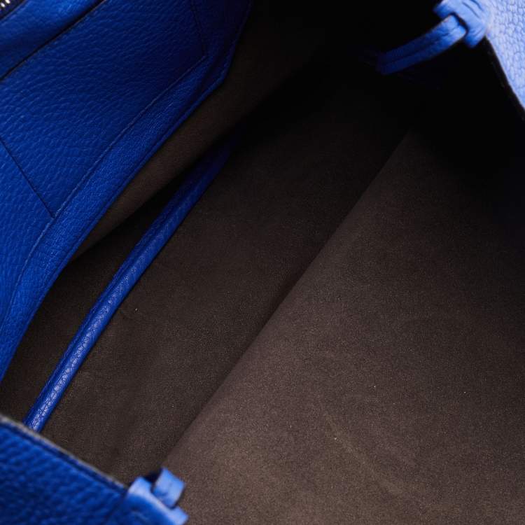 Pre Owned Bally Blue Grained Leather Shopper Tote