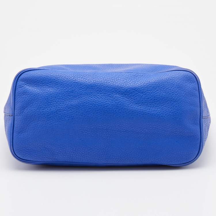 Pre Owned Bally Blue Grained Leather Shopper Tote