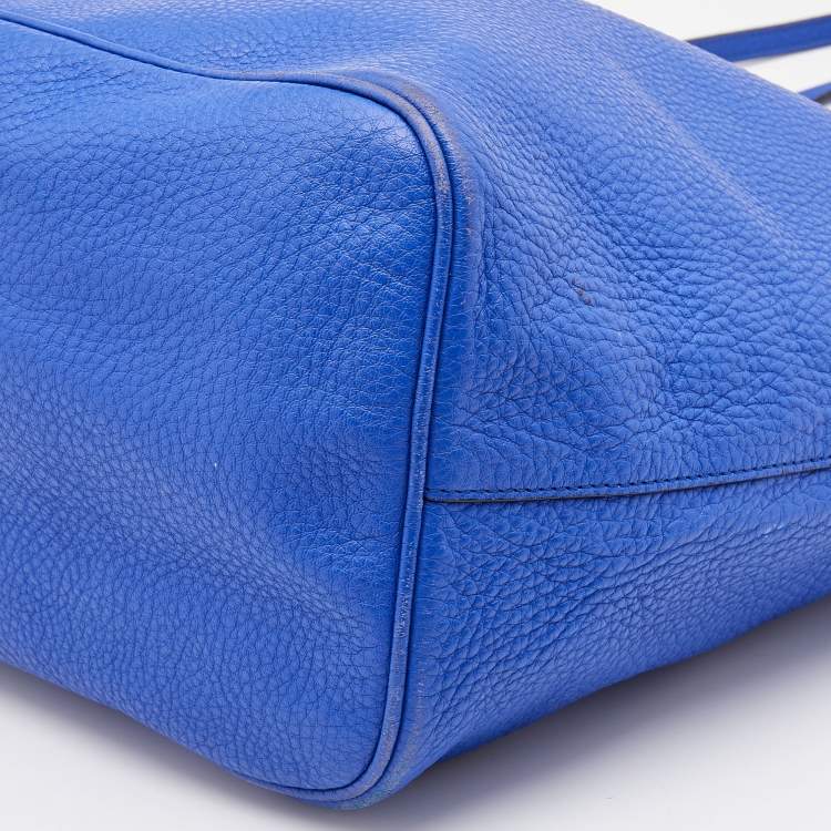 Pre Owned Bally Blue Grained Leather Shopper Tote