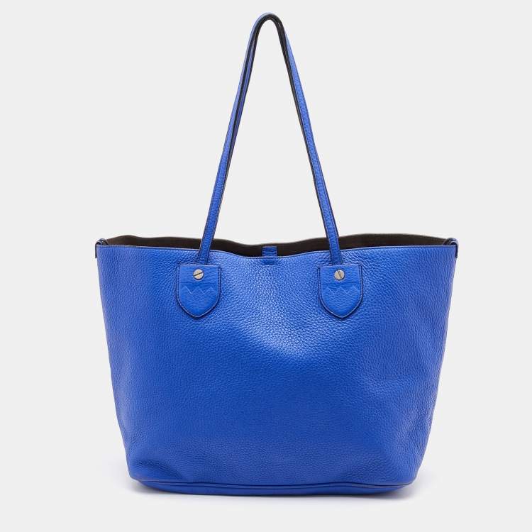 Bally Blue Grained Leather Shopper Tote Bally | The Luxury Closet