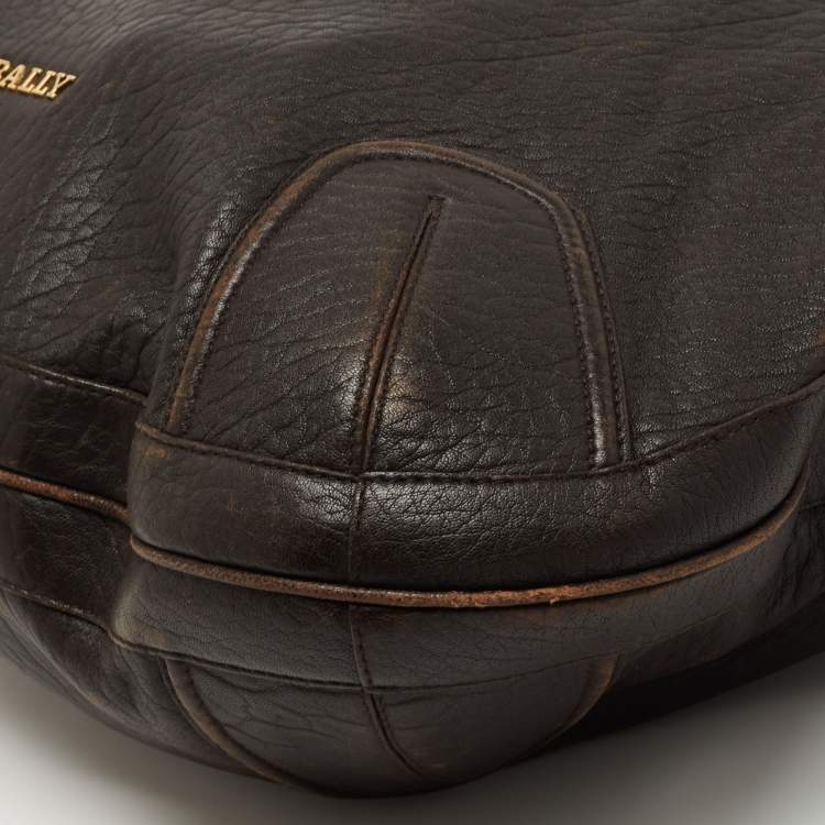 Pre Owned Bally Dark Brown Leather Chain Hobo