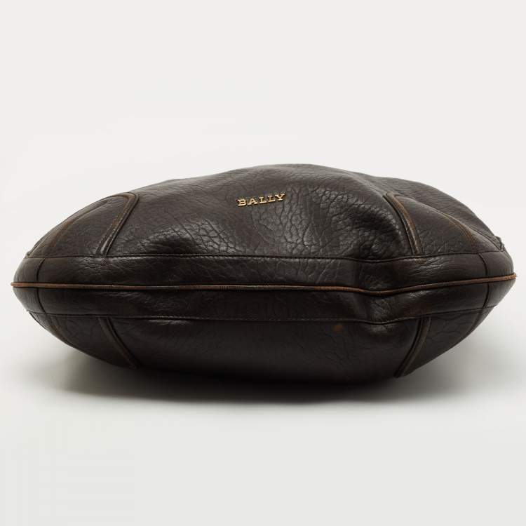 Pre Owned Bally Dark Brown Leather Chain Hobo
