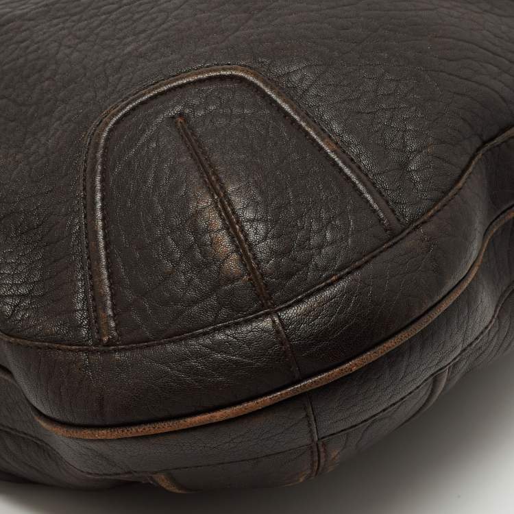 Pre Owned Bally Dark Brown Leather Chain Hobo