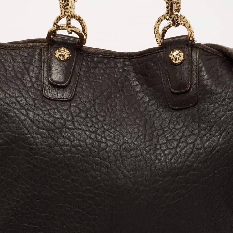 Pre Owned Bally Dark Brown Leather Chain Hobo