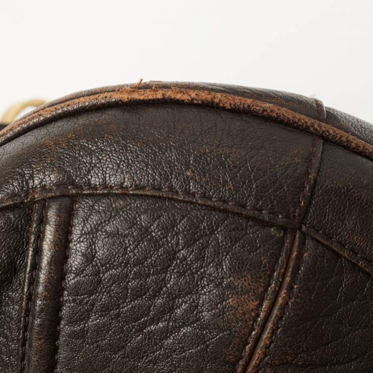 Pre Owned Bally Dark Brown Leather Chain Hobo