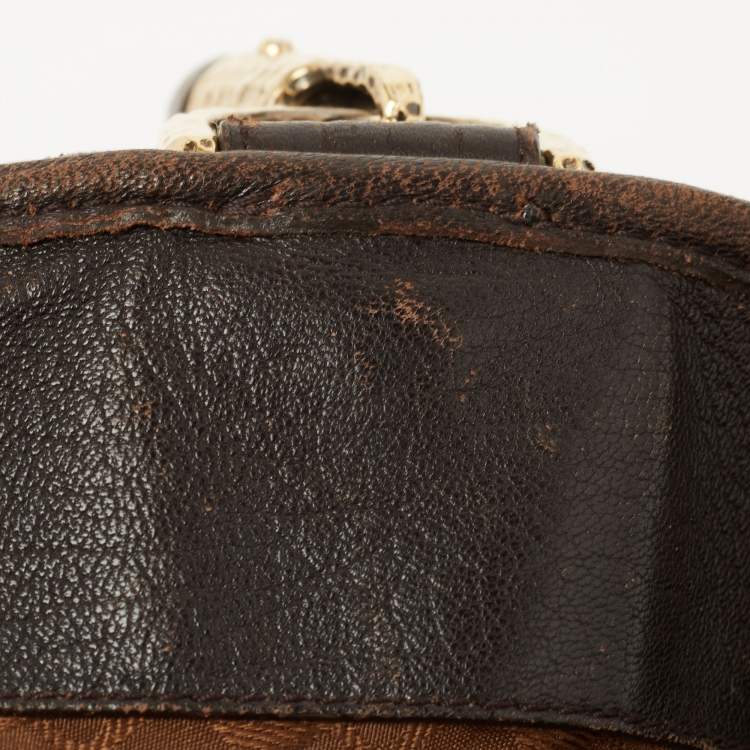 Pre Owned Bally Dark Brown Leather Chain Hobo
