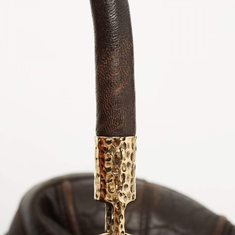 Pre Owned Bally Dark Brown Leather Chain Hobo