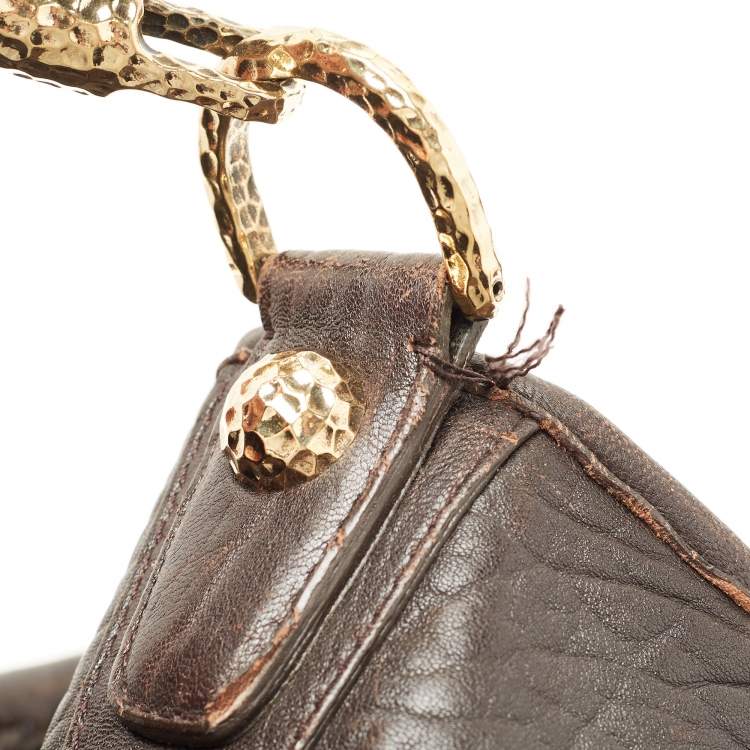 Pre Owned Bally Dark Brown Leather Chain Hobo