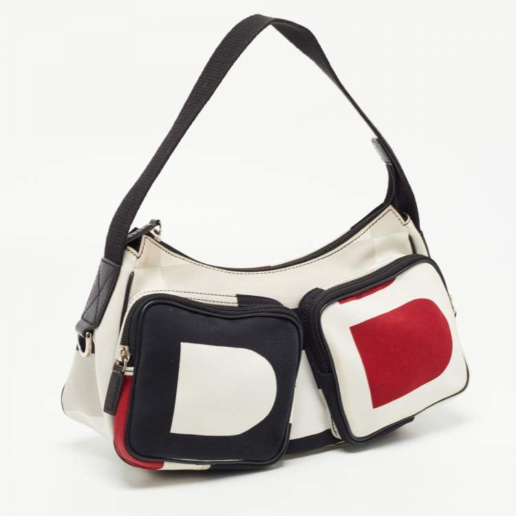 Pre Owned Bally Multicolor Canvas and Leather Double Pocket Hobo