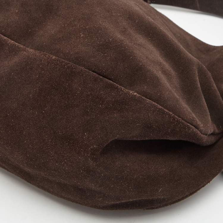 Pre Owned Bally Dark Brown Suede and Leather Hobo