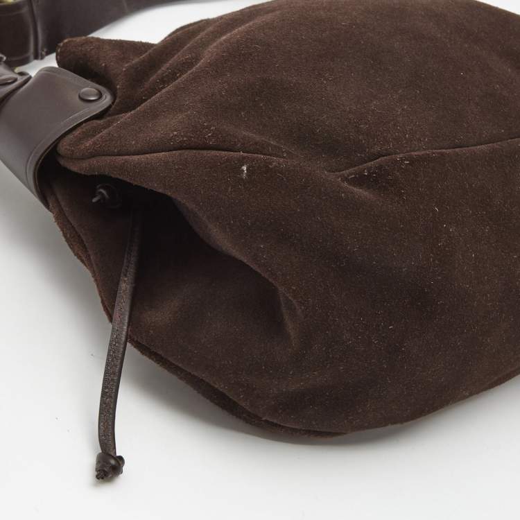 Pre Owned Bally Dark Brown Suede and Leather Hobo