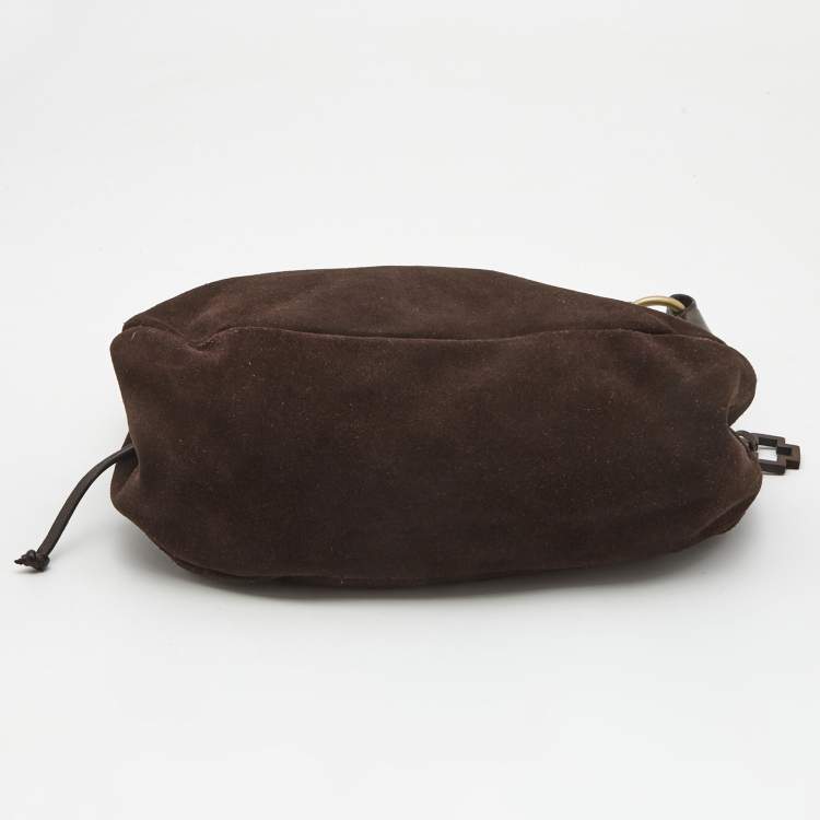 Pre Owned Bally Dark Brown Suede and Leather Hobo