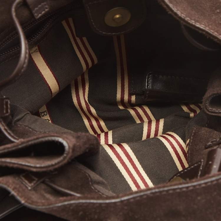 Pre Owned Bally Dark Brown Suede and Leather Hobo