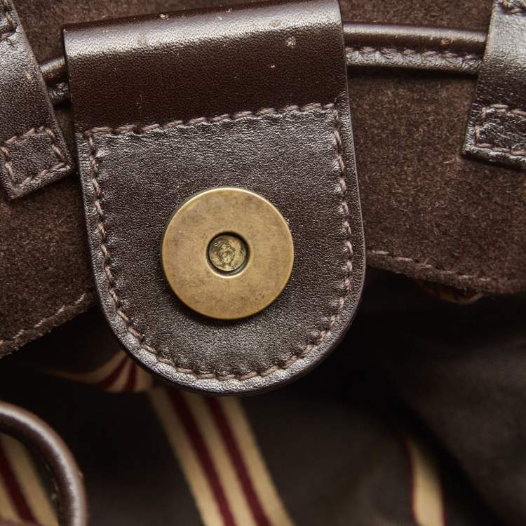 Pre Owned Bally Dark Brown Suede and Leather Hobo