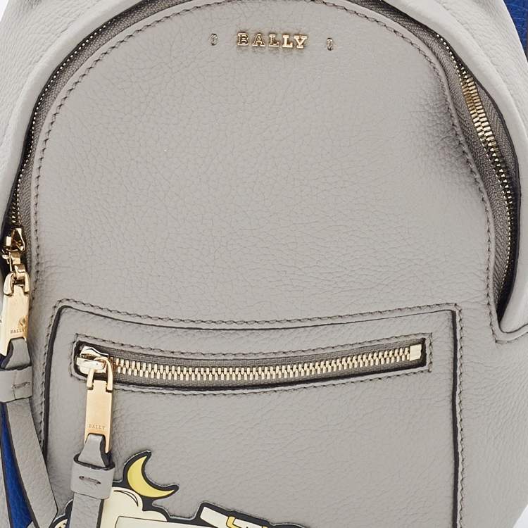 Pre Owned Bally Grey Leather 17 Bovine Backpack