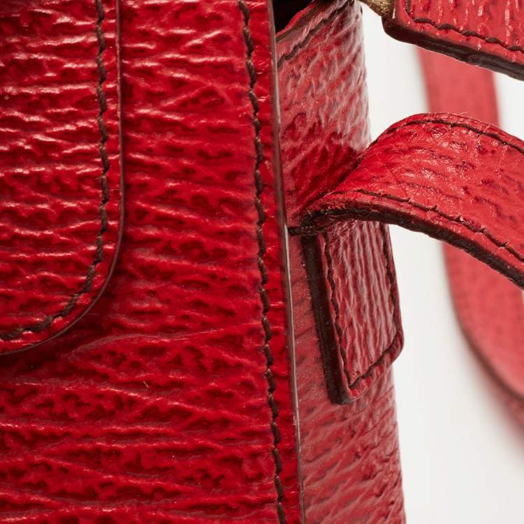 Pre Owned Bally Red Textured Leather Flap Crossbody Bag