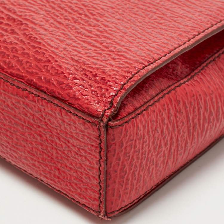 Pre Owned Bally Red Textured Leather Flap Crossbody Bag