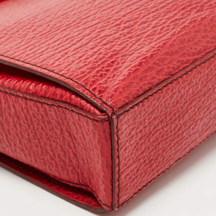 Pre Owned Bally Red Textured Leather Flap Crossbody Bag