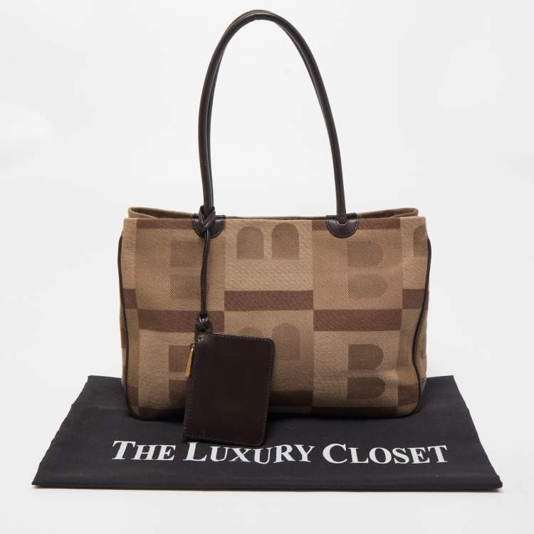 Pre Owned Bally Brown Printed Fabric and Leather Tote