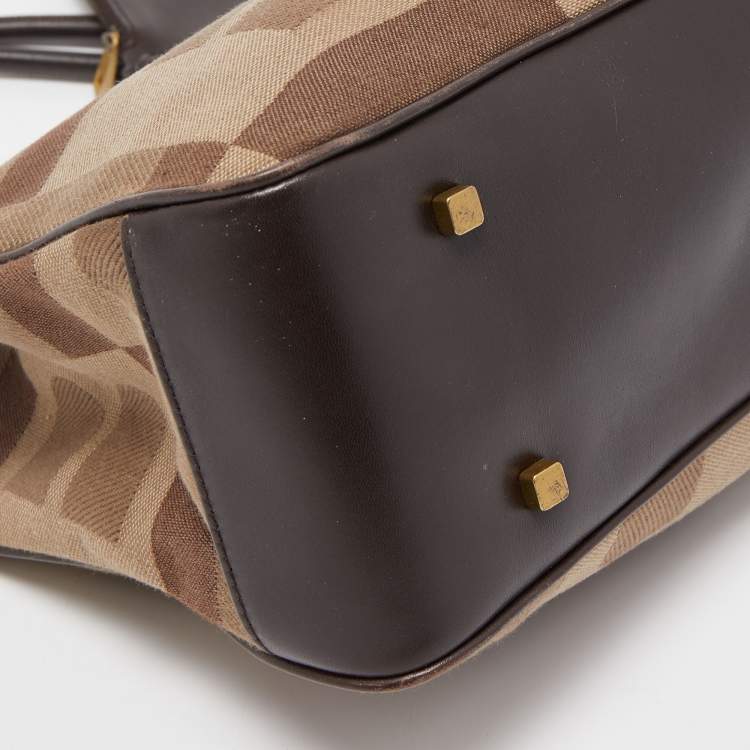 Pre Owned Bally Brown Printed Fabric and Leather Tote