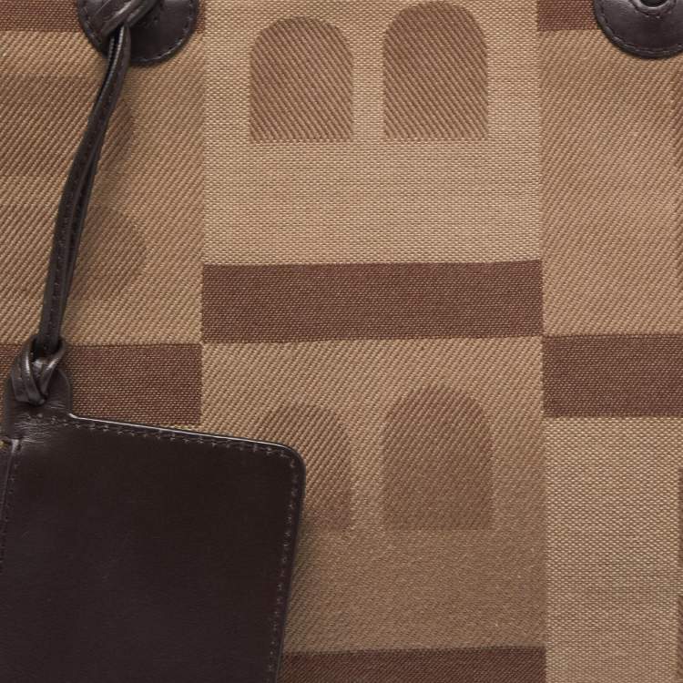Pre Owned Bally Brown Printed Fabric and Leather Tote