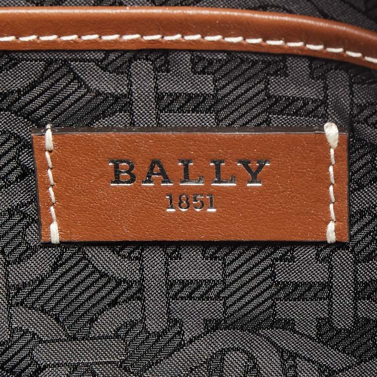 Pre Owned Bally Two Tone Brown Monogram Canvas and Leather Zip Crossbody Bag